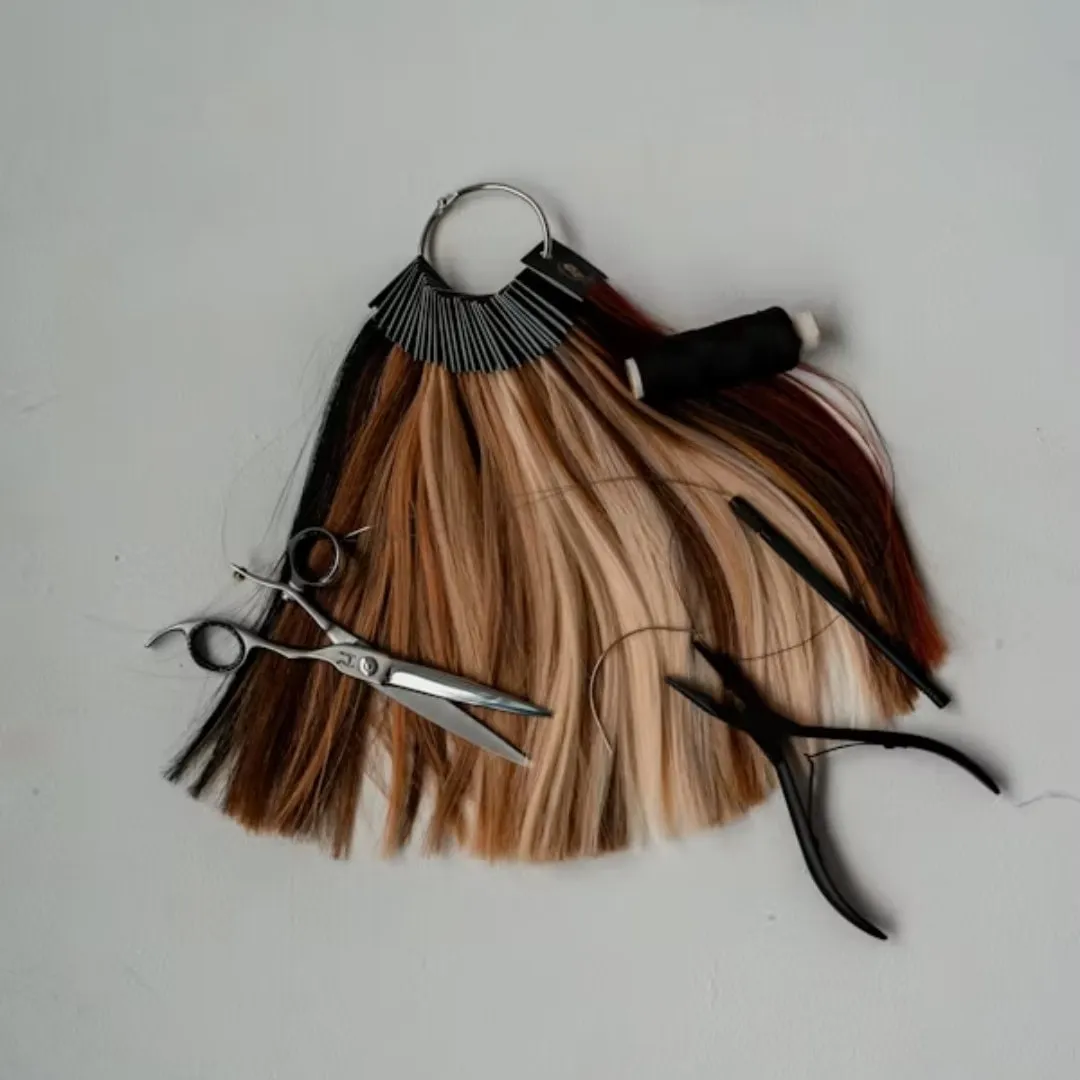 Hair color ring and styling shears used for color and extensions